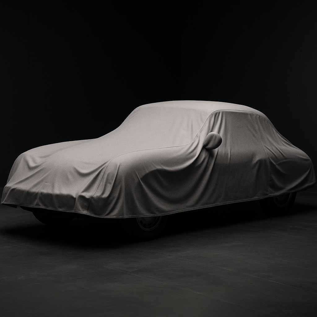 Zugedeckter Oldtimer im Storage